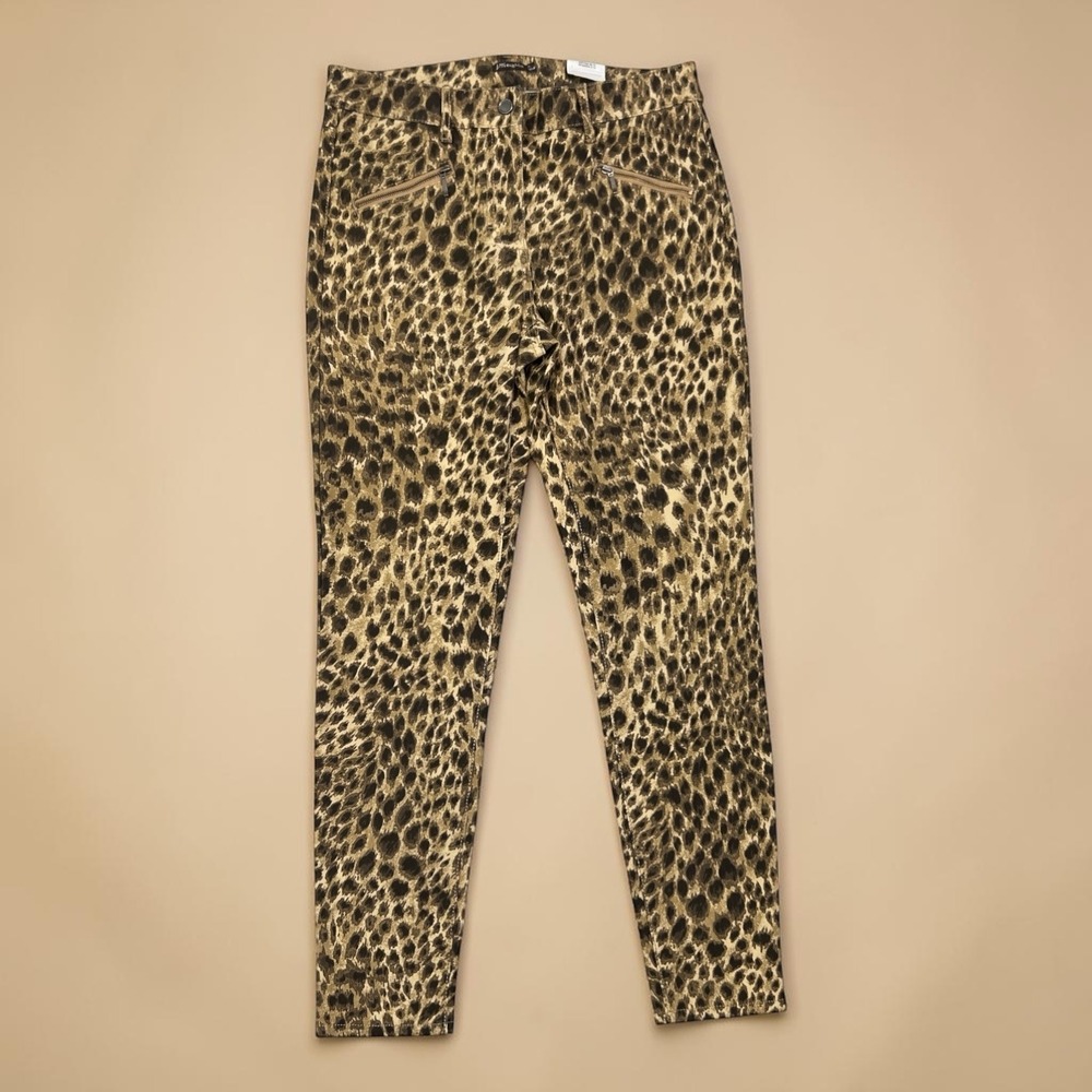 J. McLaughlin Baxter Leopard Print Pants 6 Mob Wife Quiet Luxe Rockstar Chic
